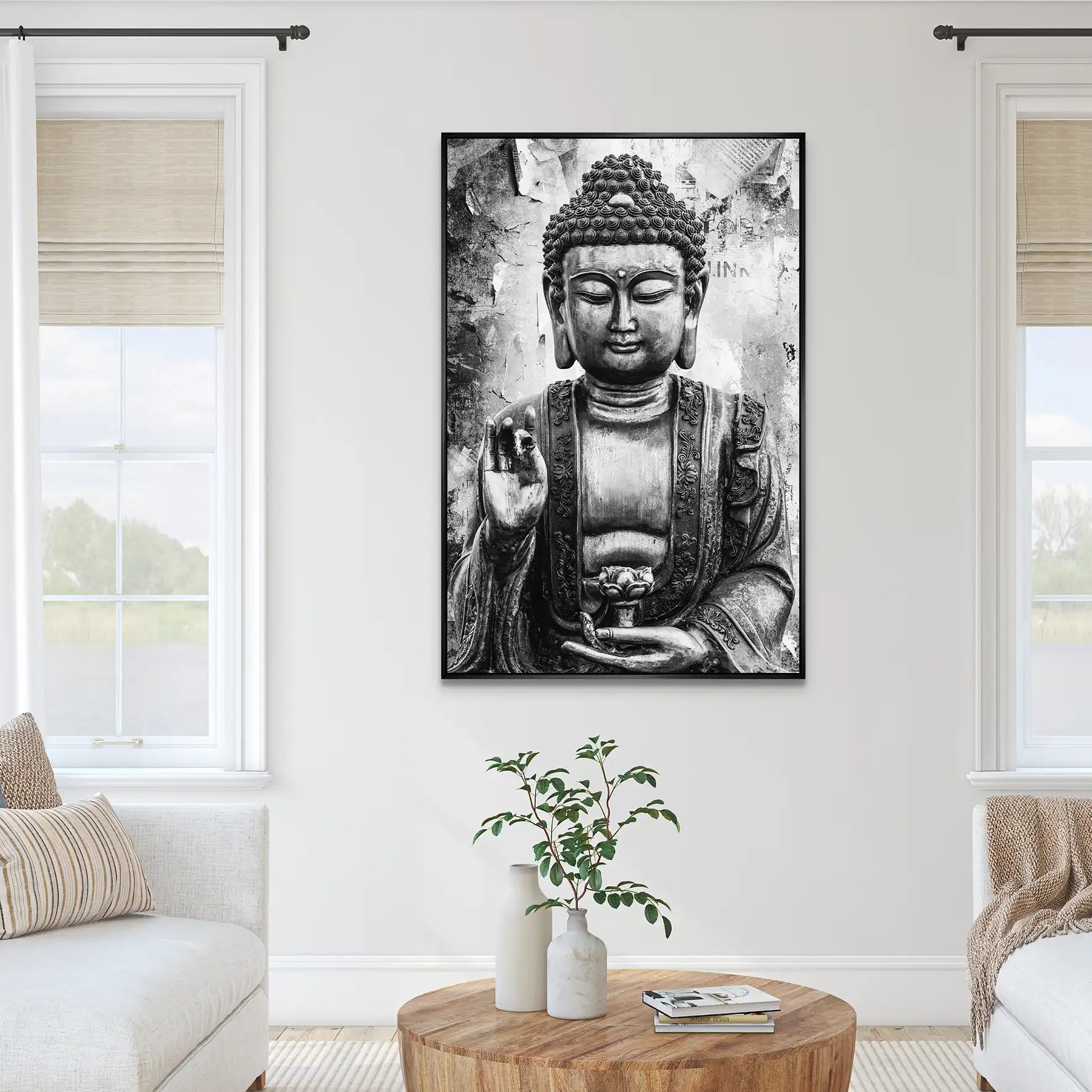 Buddha Black Style AluDibond Bild INGALERIE