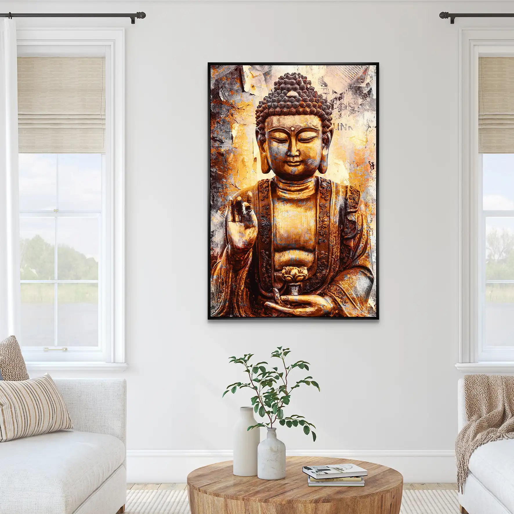 Buddha Retro Style AluDibond Bild INGALERIE