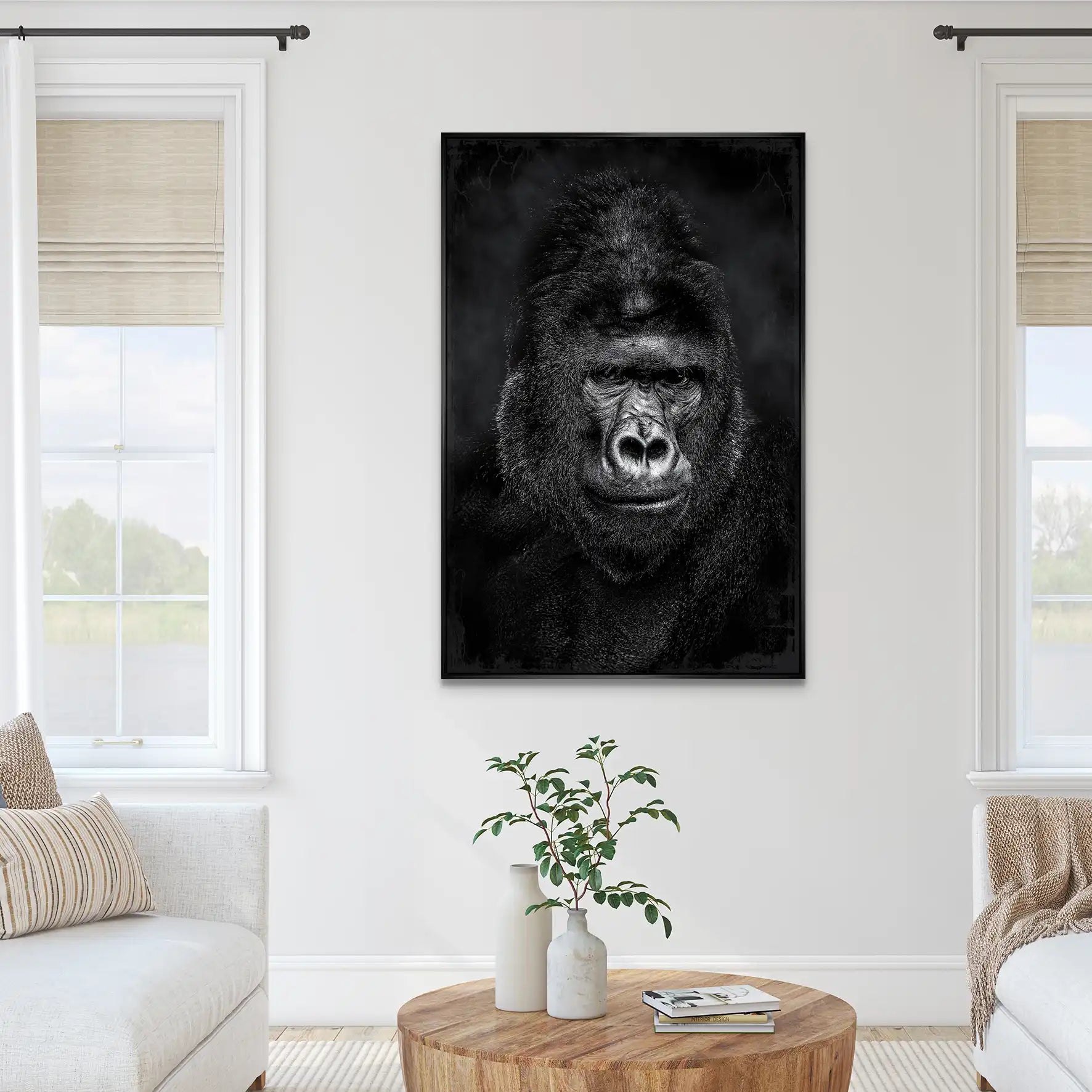 Gorilla Abstrakt Black Style AluDibond Bild INGALERIE