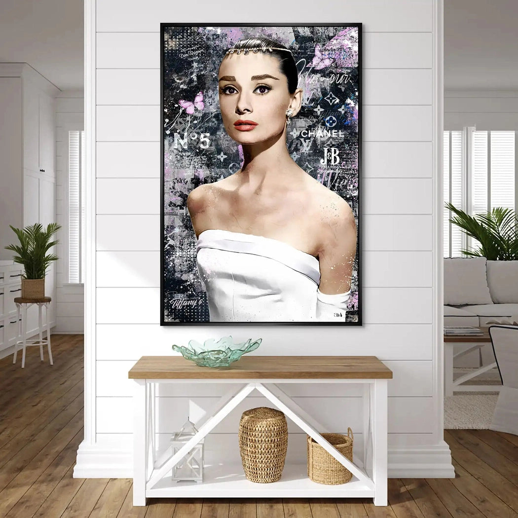 Audrey Hepburn Black Pop Art AluDibond Bild INGALERIE