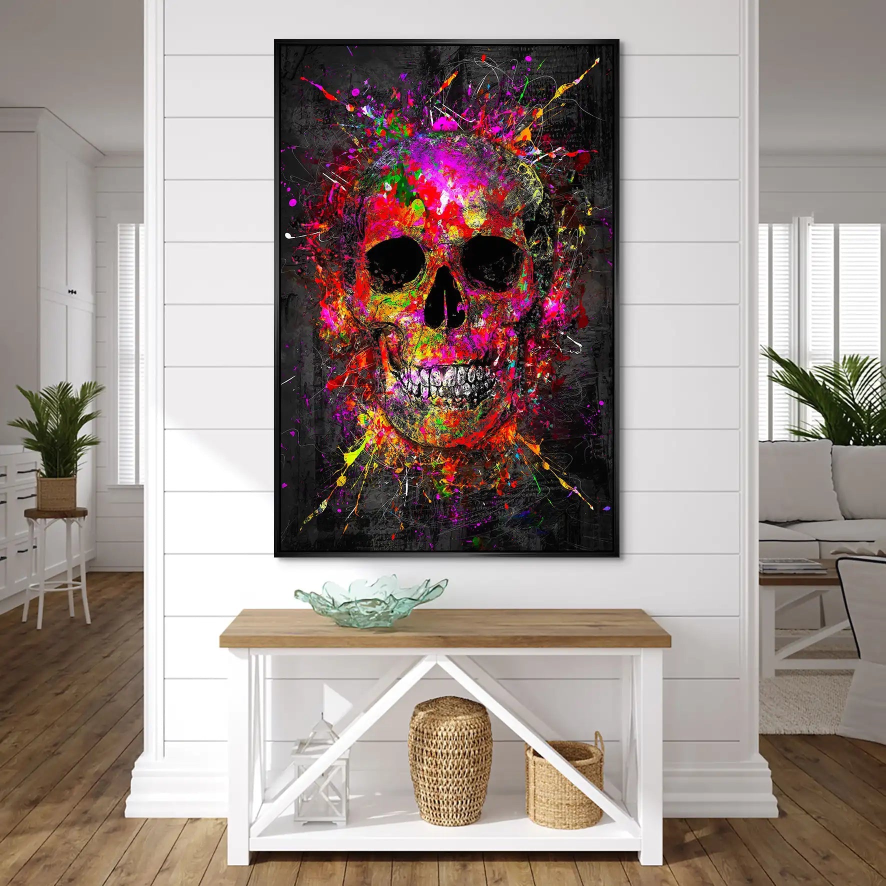 Totenkopf Abstrakt Color Art AluDibond Bild INGALERIE