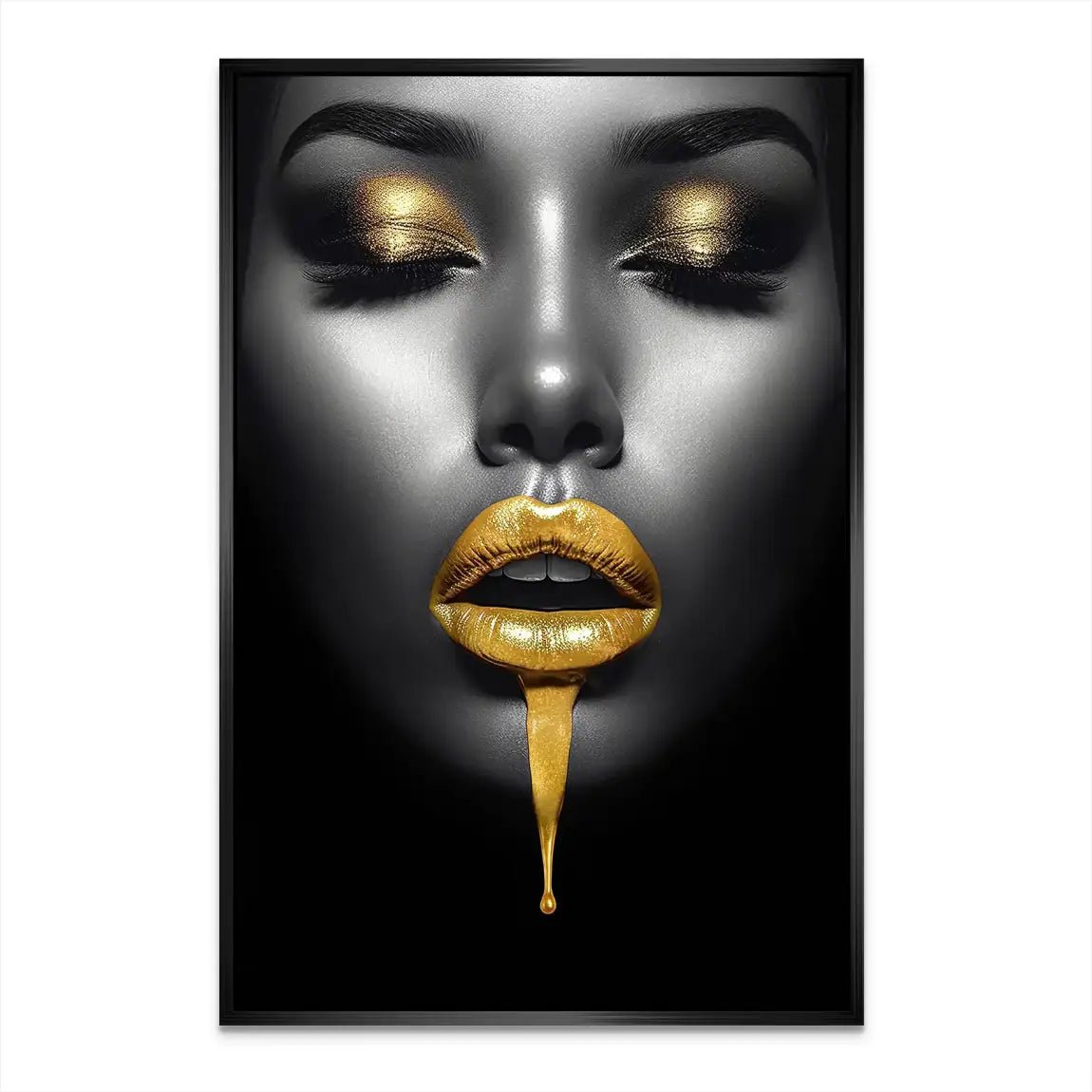 Gold Lips Beauty AluDibond Bild INGALERIE