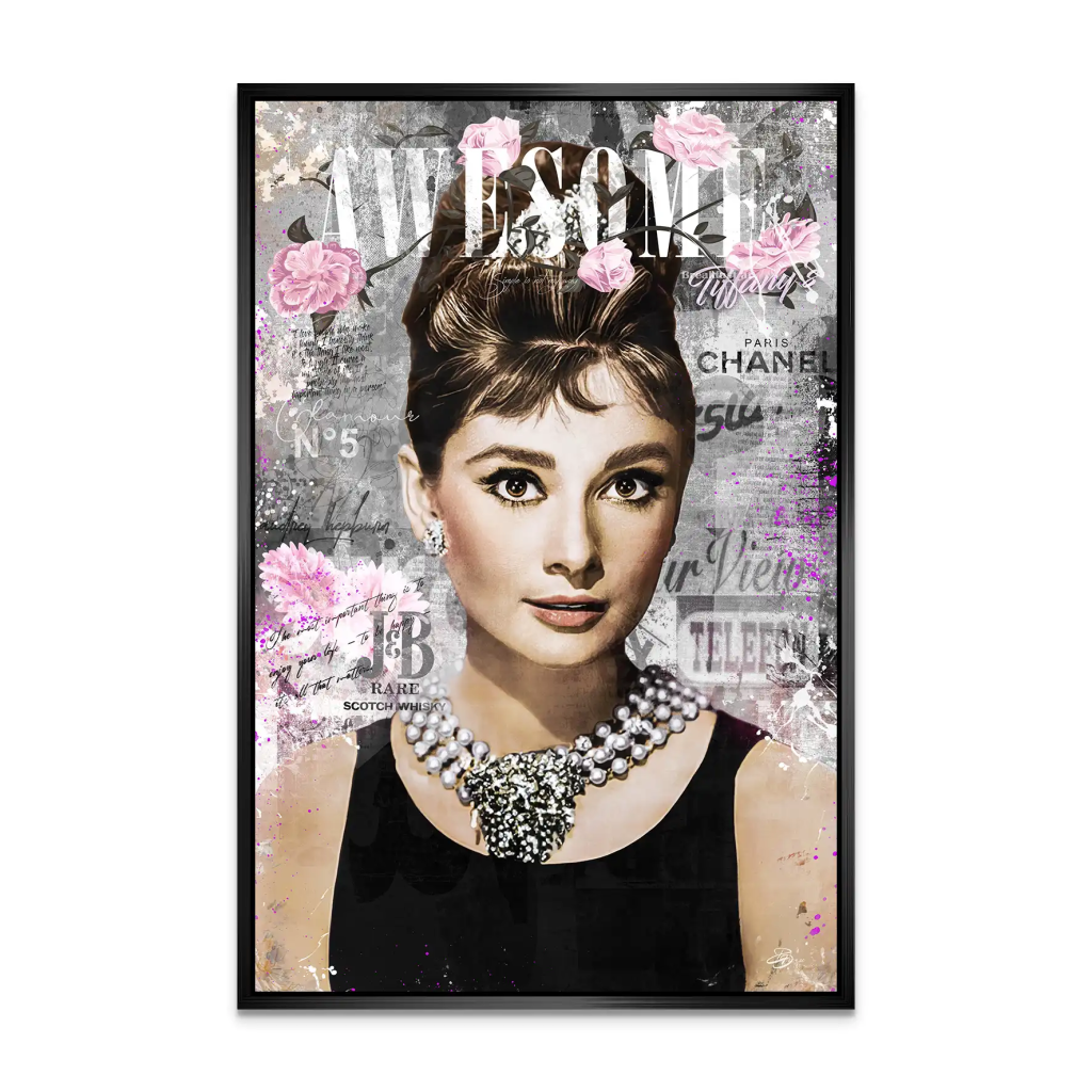 Audrey Hepburn Awesome Pop Art AluDibond Bild INGALERIE