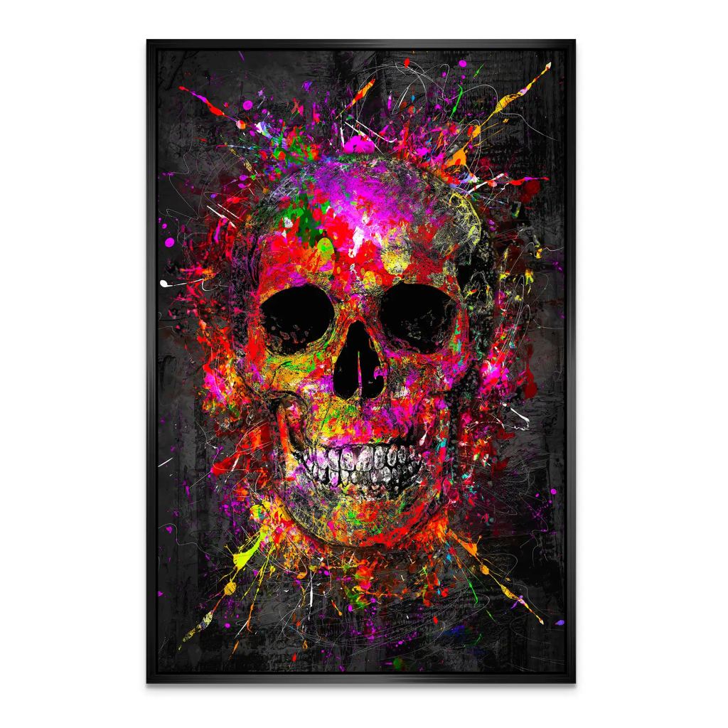 Totenkopf Abstrakt Color Art AluDibond Bild INGALERIE