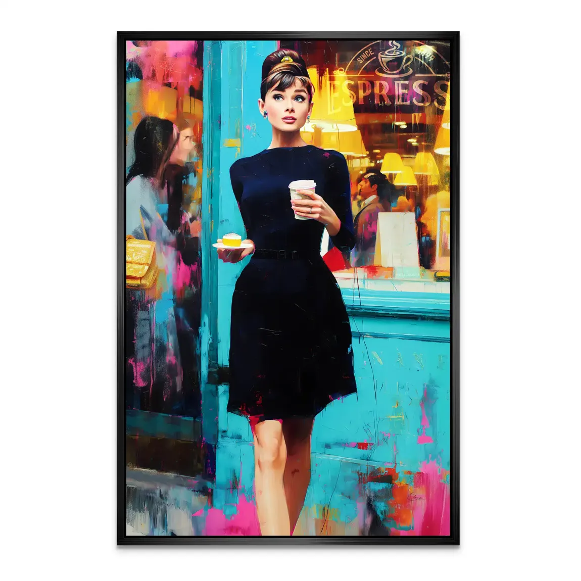 Audrey Hepburn Frühstück mit Stil AluDibond Bild INGALERIE
