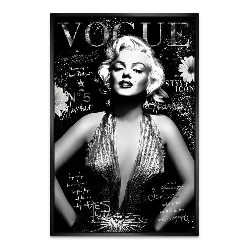 Marilyn Black Vogue AluDibond Bild INGALERIE