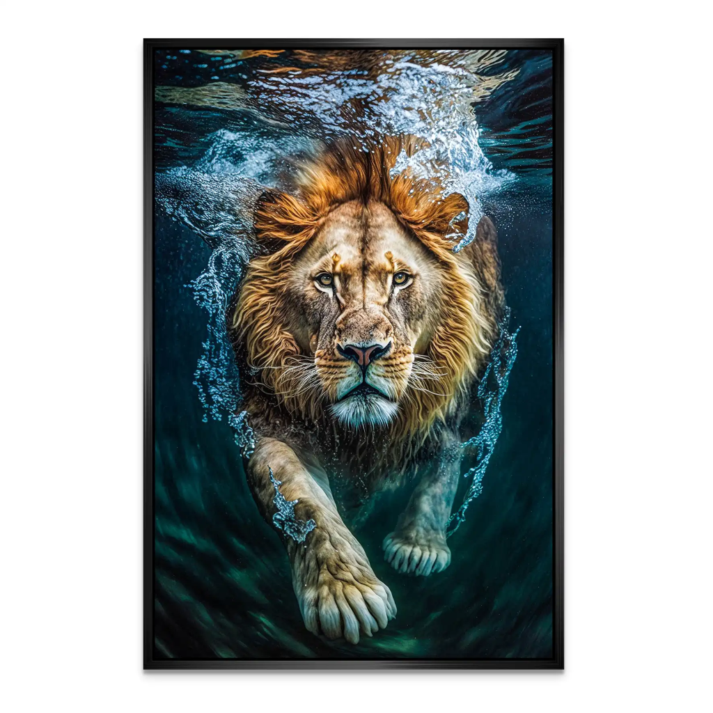 Diving Lion AluDibond Bild INGALERIE