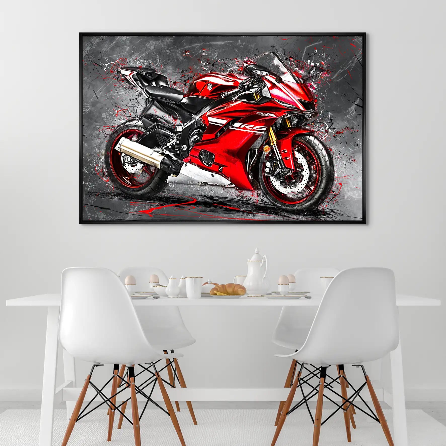 Yamaha R6 Abstrakt Rot AluDibond Bild INGALERIE