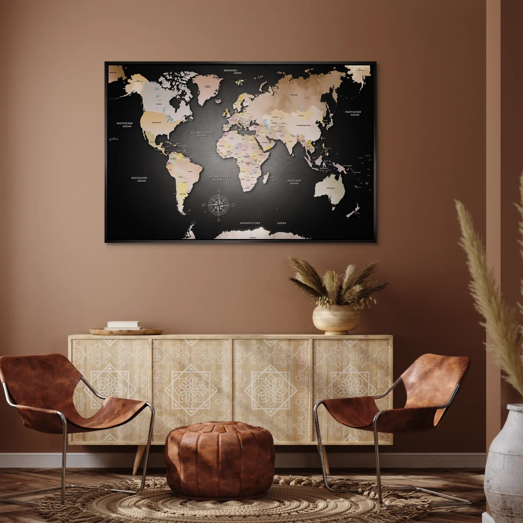 Weltkarte Color Style AluDibond Bild INGALERIE