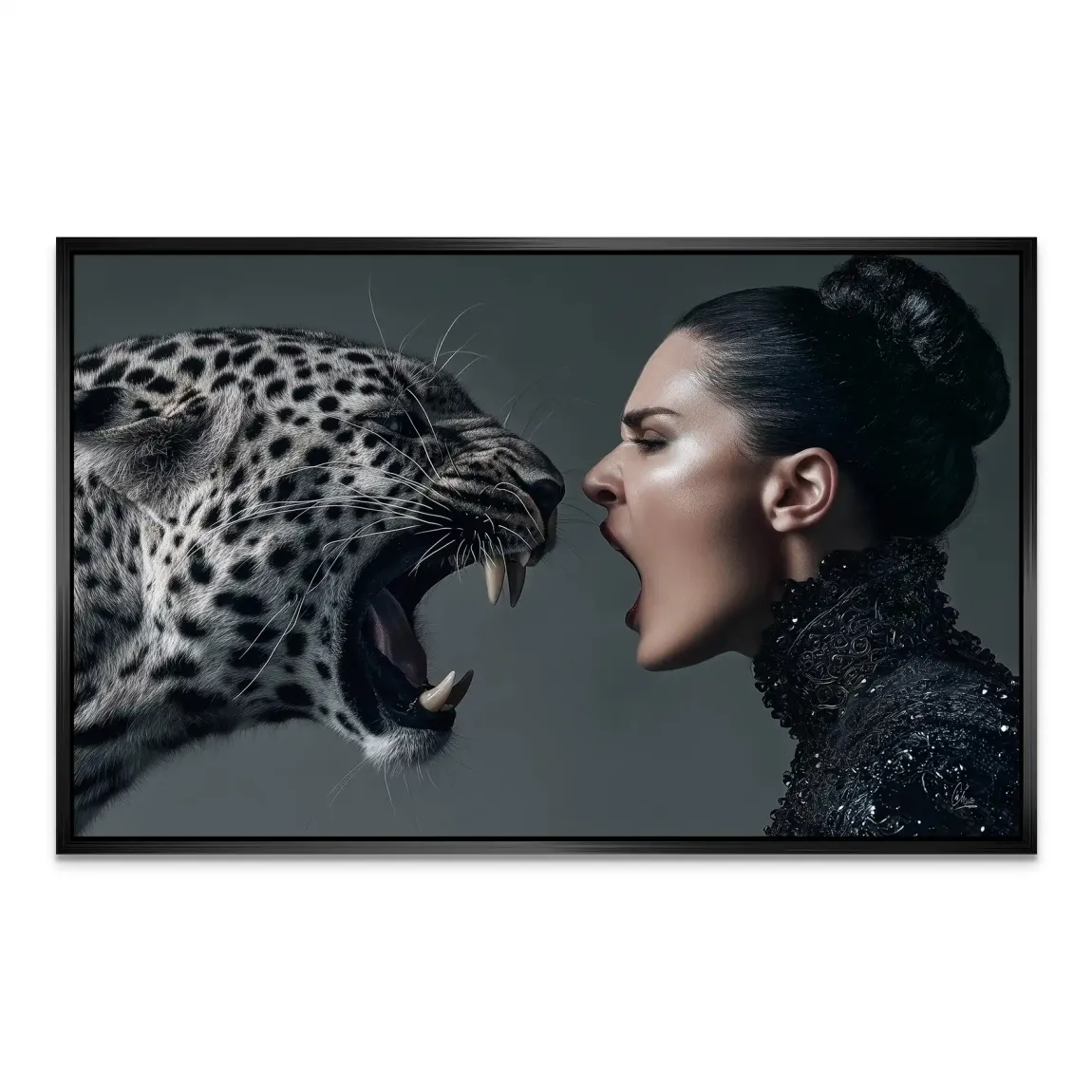 Wild Leopard Woman AluDibond Bild