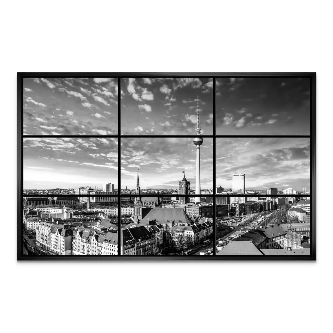 Berlin Skyline Noir AluDibond Bild