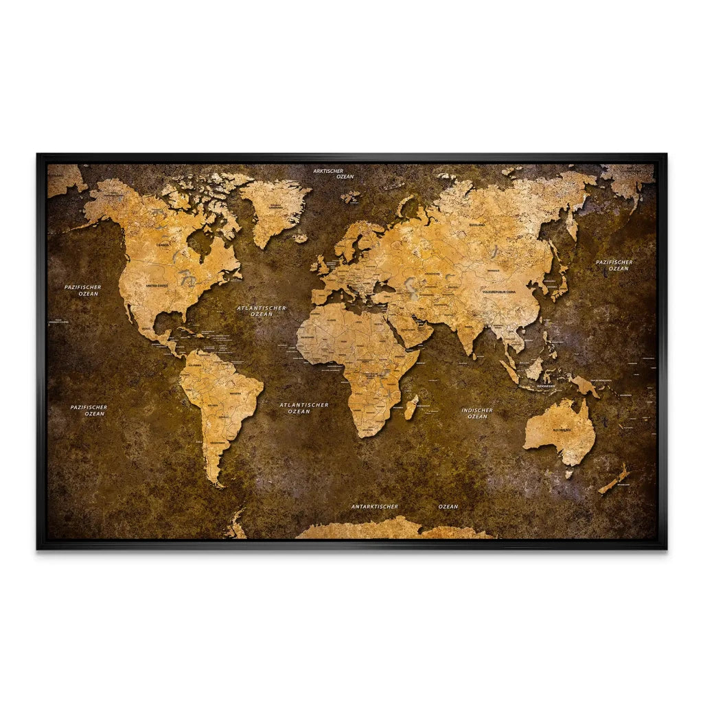Weltkarte Yellow Stone AluDibond Bild INGALERIE