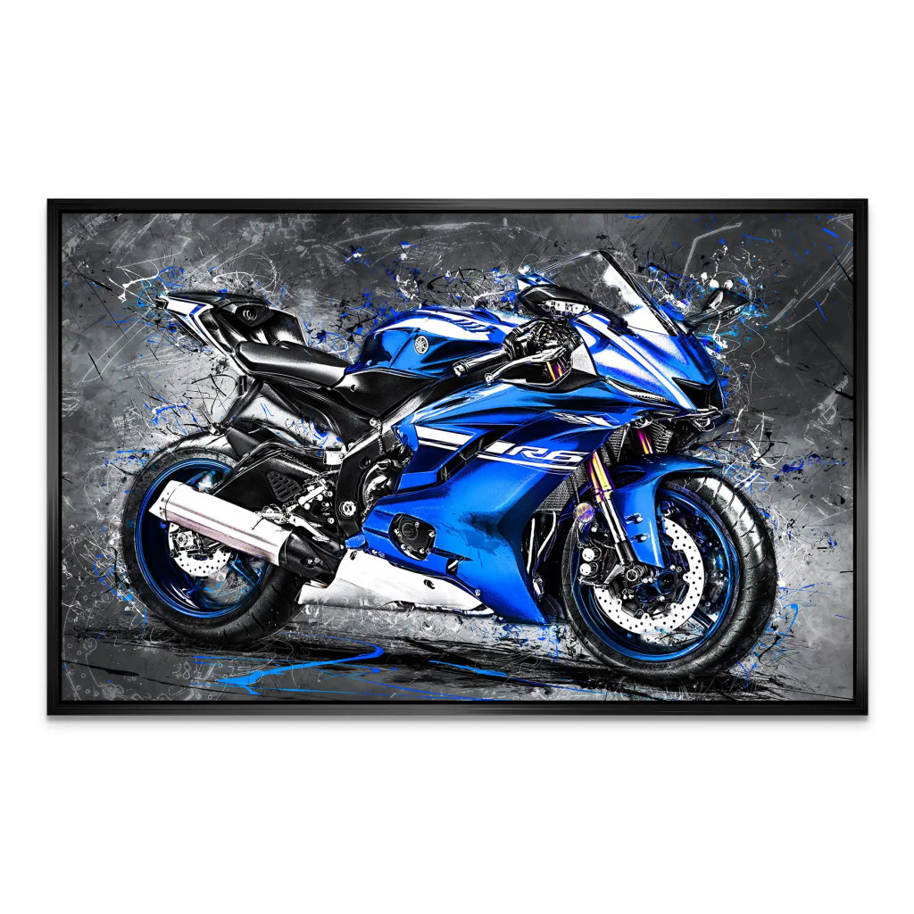 Yamaha R6 Abstrakt Blau AluDibond Bild INGALERIE