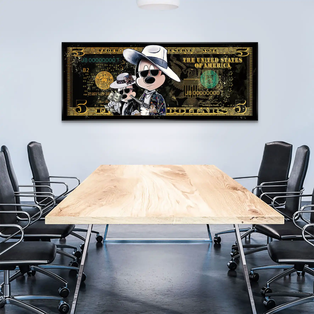 Micky und Minnie Dollar Modern Pop Art AluDibond Bild INGALERIE