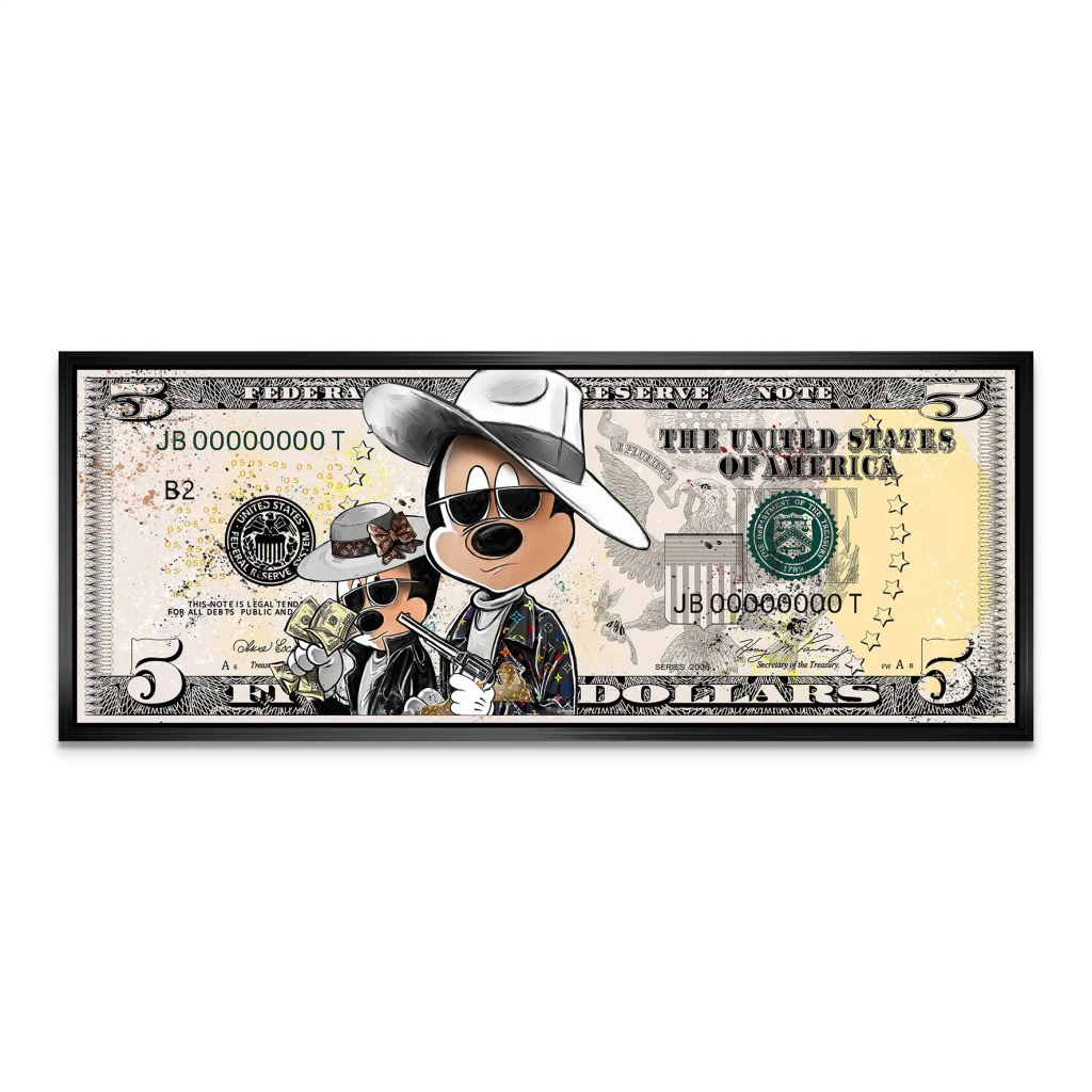 Micky und Minnie Maus Dollar Pop Art AluDibond Bild INGALERIE