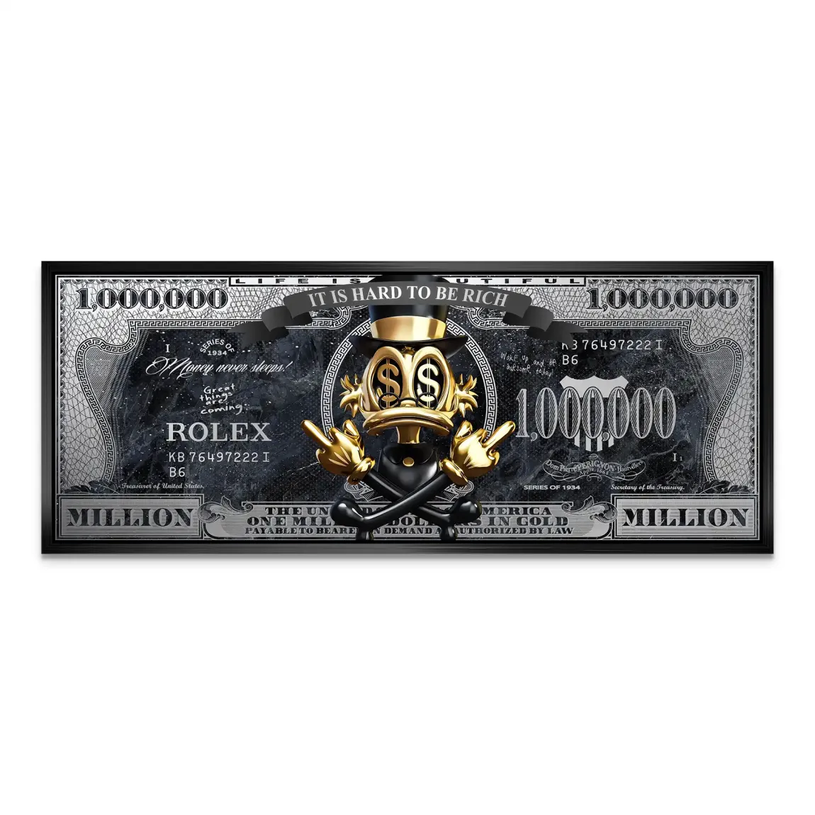 Dagobert Duck Totenkopf Black Dollar AluDibond Bild INGALERIE