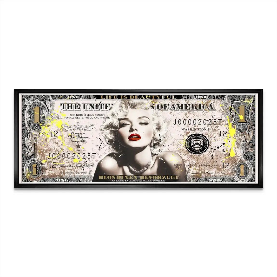 Marilyn Monroe Dollar Alu Dibond Bild INGALERIE