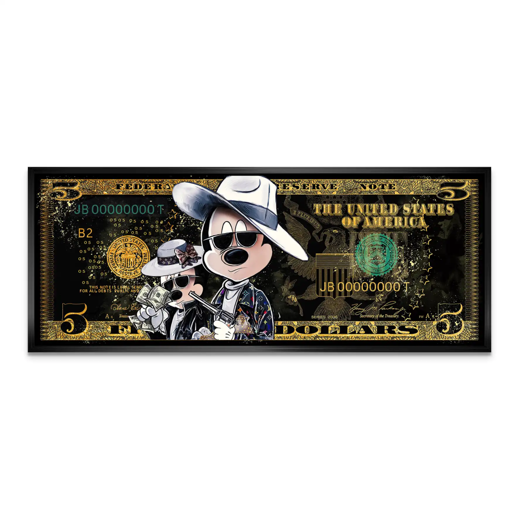 Micky und Minnie Dollar Modern Pop Art AluDibond Bild INGALERIE