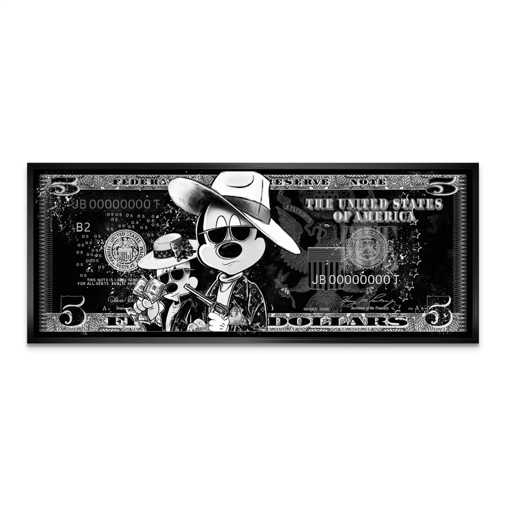 Micky und Minnie Dollar Black Pop Art AluDibond Bild INGALERIE