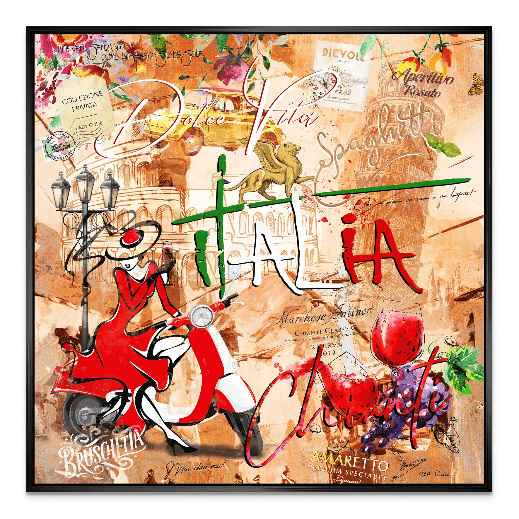 Italien Dolce Vita Nr.2 Pop Art AluDibond Bild INGALERIE