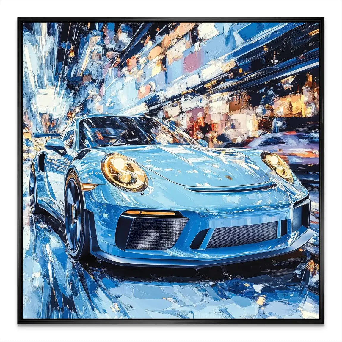 Porsche 911 Abstrakt Blue Alu Dibond Bild INGALERIE