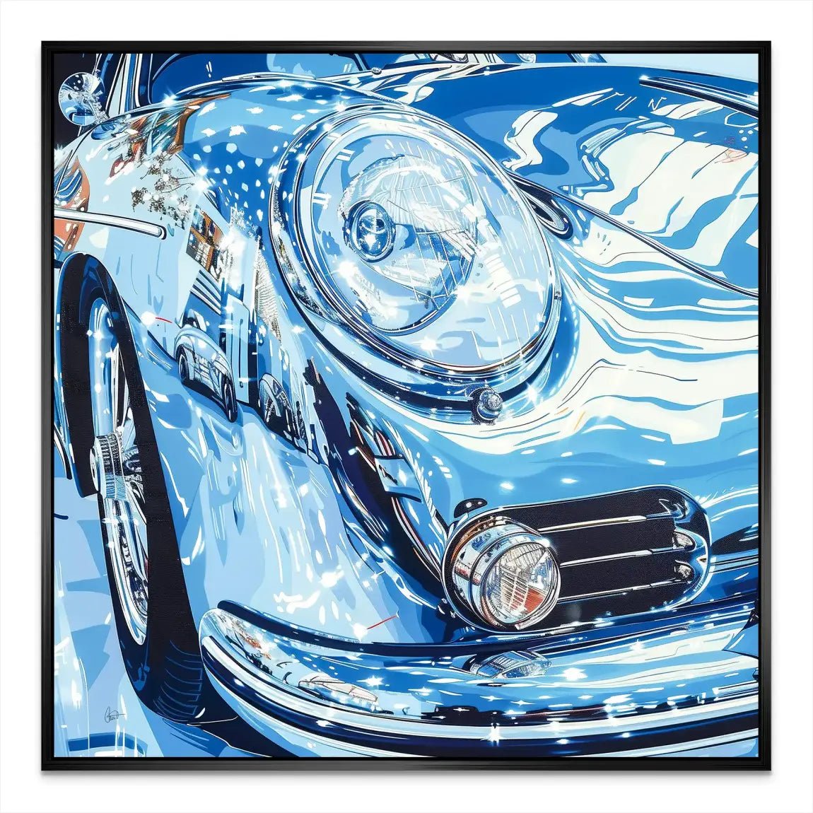 Porsche 356 Abstrakt Blue Alu Dibond Bild INGALERIE