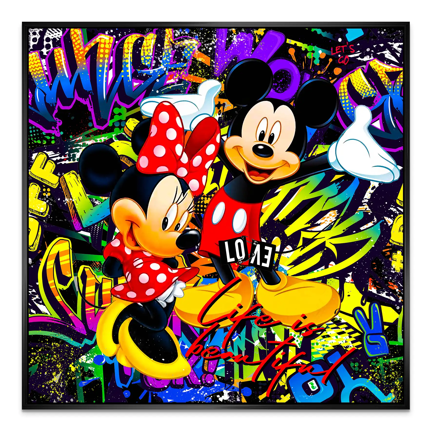 Micky & Minnie Graffiti Nr.2 Alu Dibond Bild INGALERIE