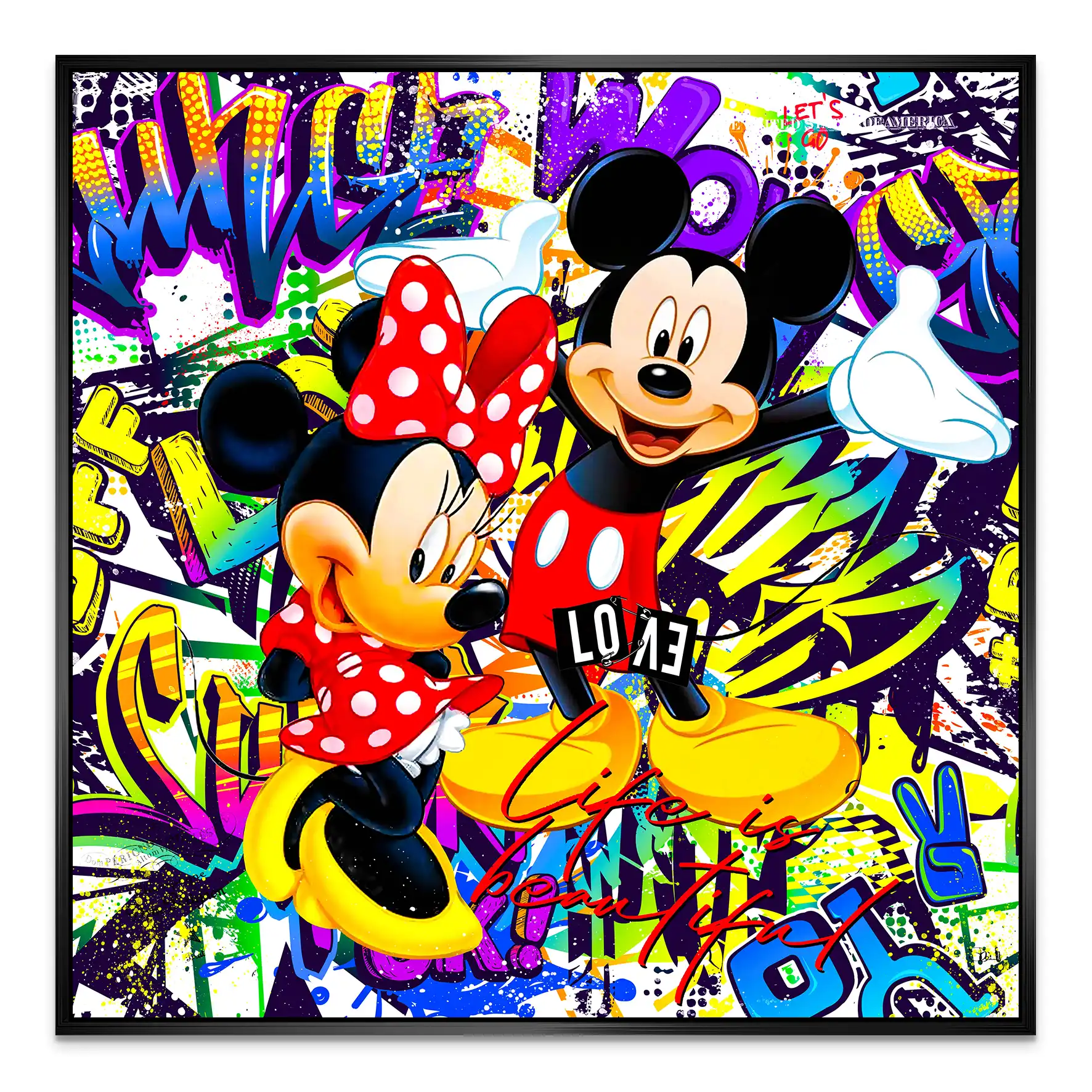 Micky & Minnie Graffiti AluDibond Bild INGALERIE