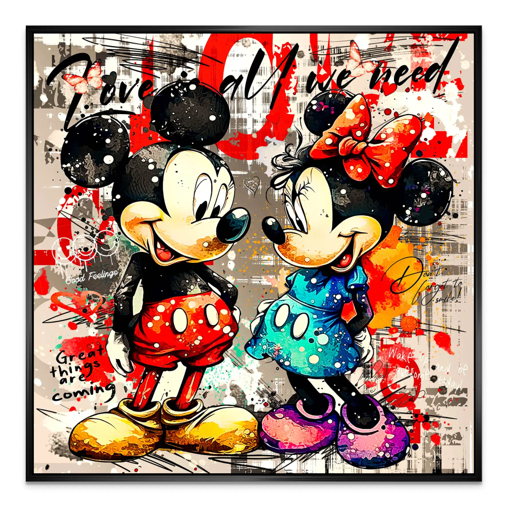 Micky Minnie Love Retro AluDibond Bild INGALERIE