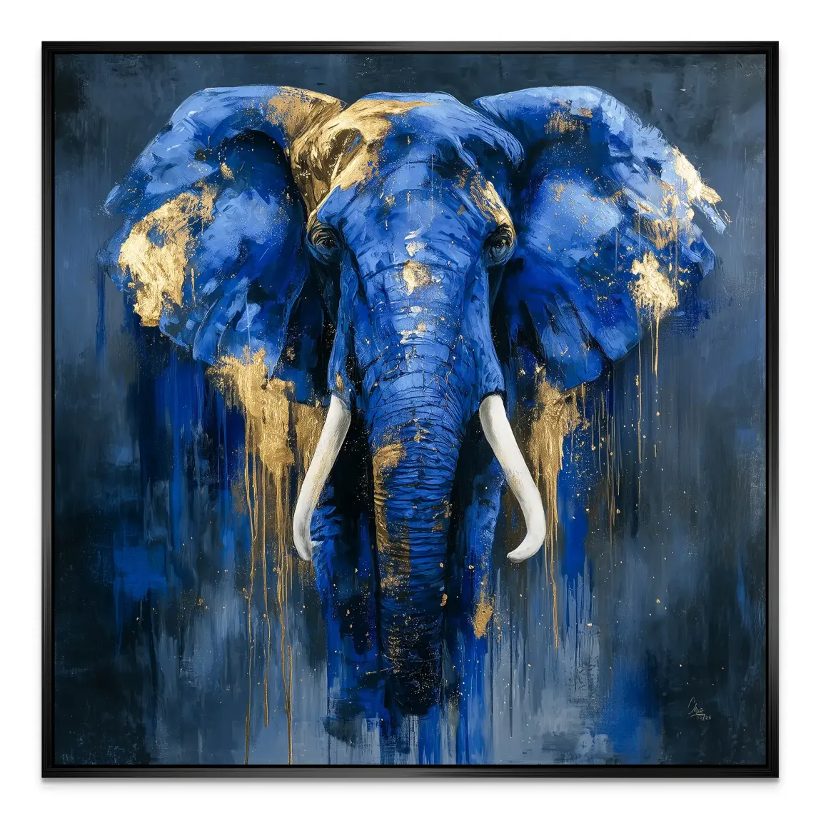 Blauer Elefant Abstrakt Alu Dibond Wandbild