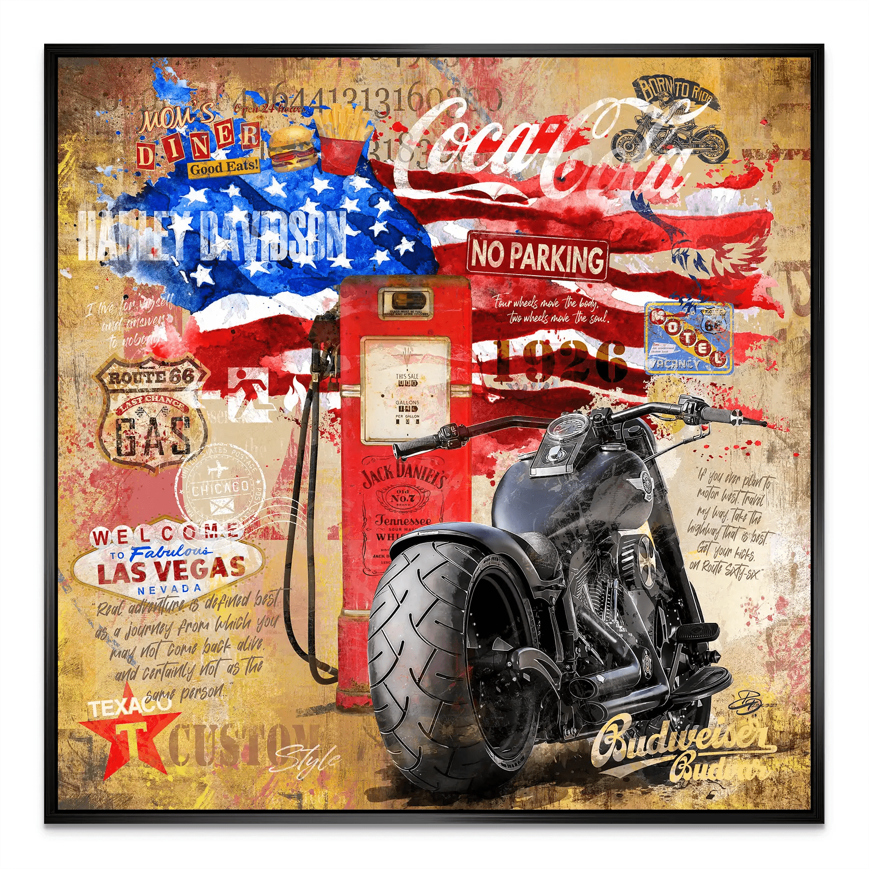 Harley USA Pop Art AluDibond Bild INGALERIE