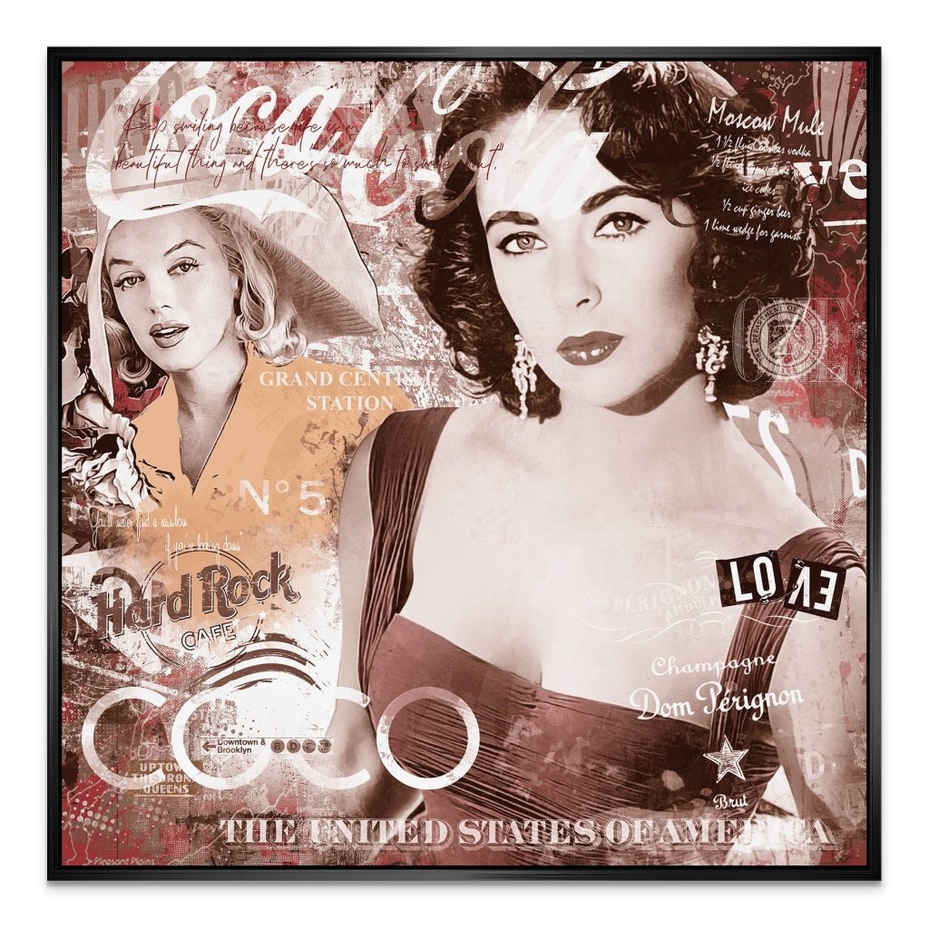 Marilyn & Liz Pop Art Retro Style AluDibond Bild INGALERIE