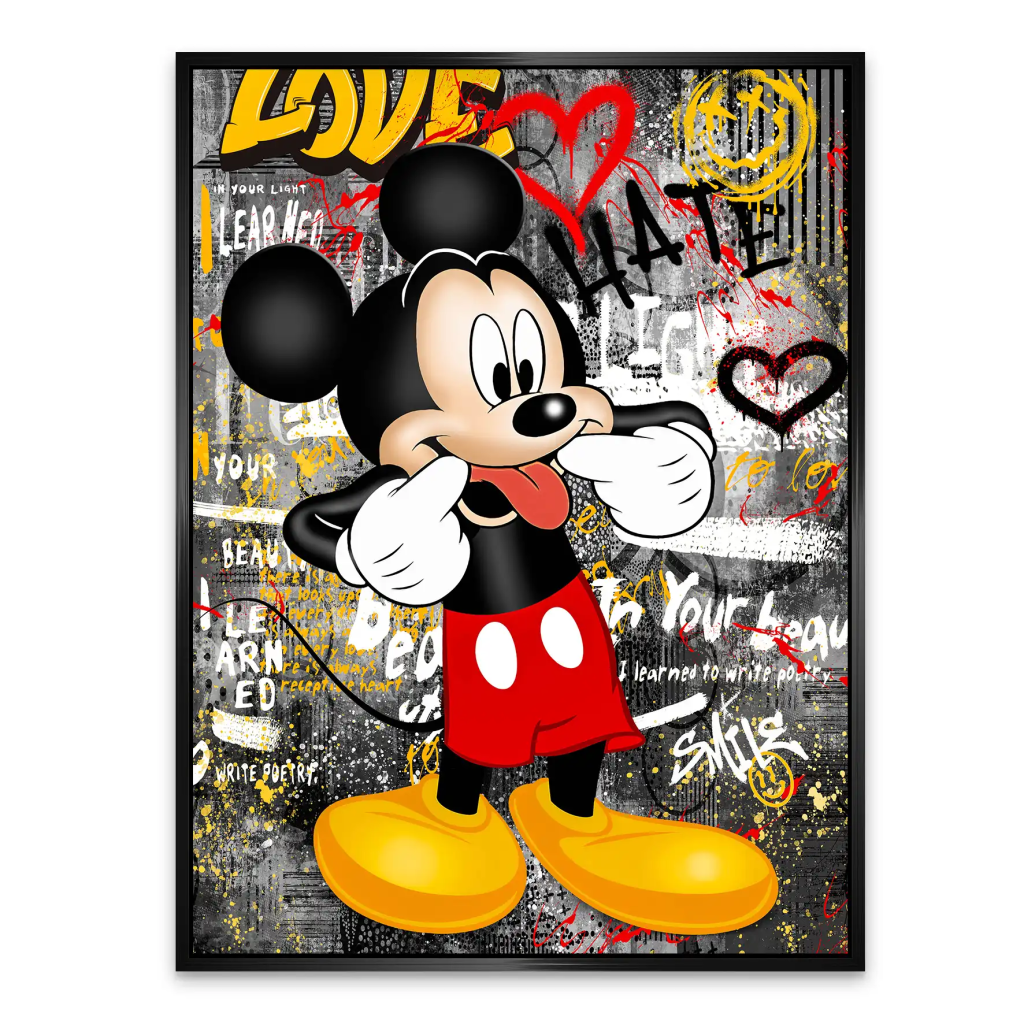 Micky Love and Hate Pop Art AluDibond Bild INGALERIE