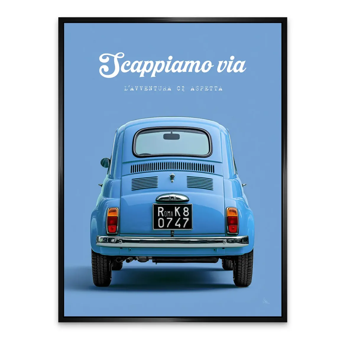 Fiat 500 Azzurro Alu Dibond Wandbild