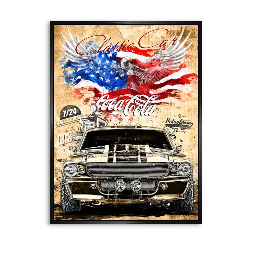 Ford Mustang Pop Art Retro Style AluDibond Bild INGALERIE