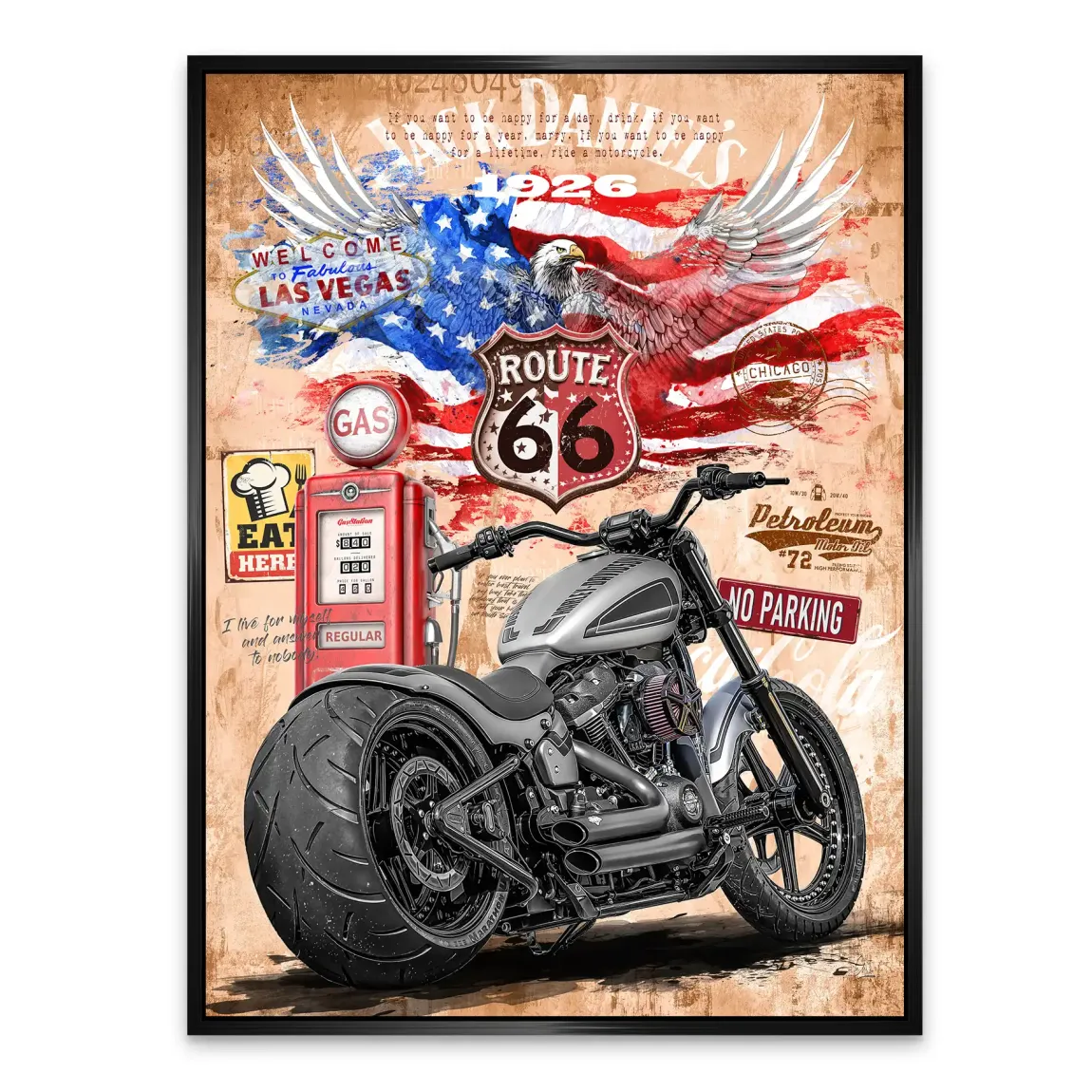 Harley Route 66 Alu Dibond Bild