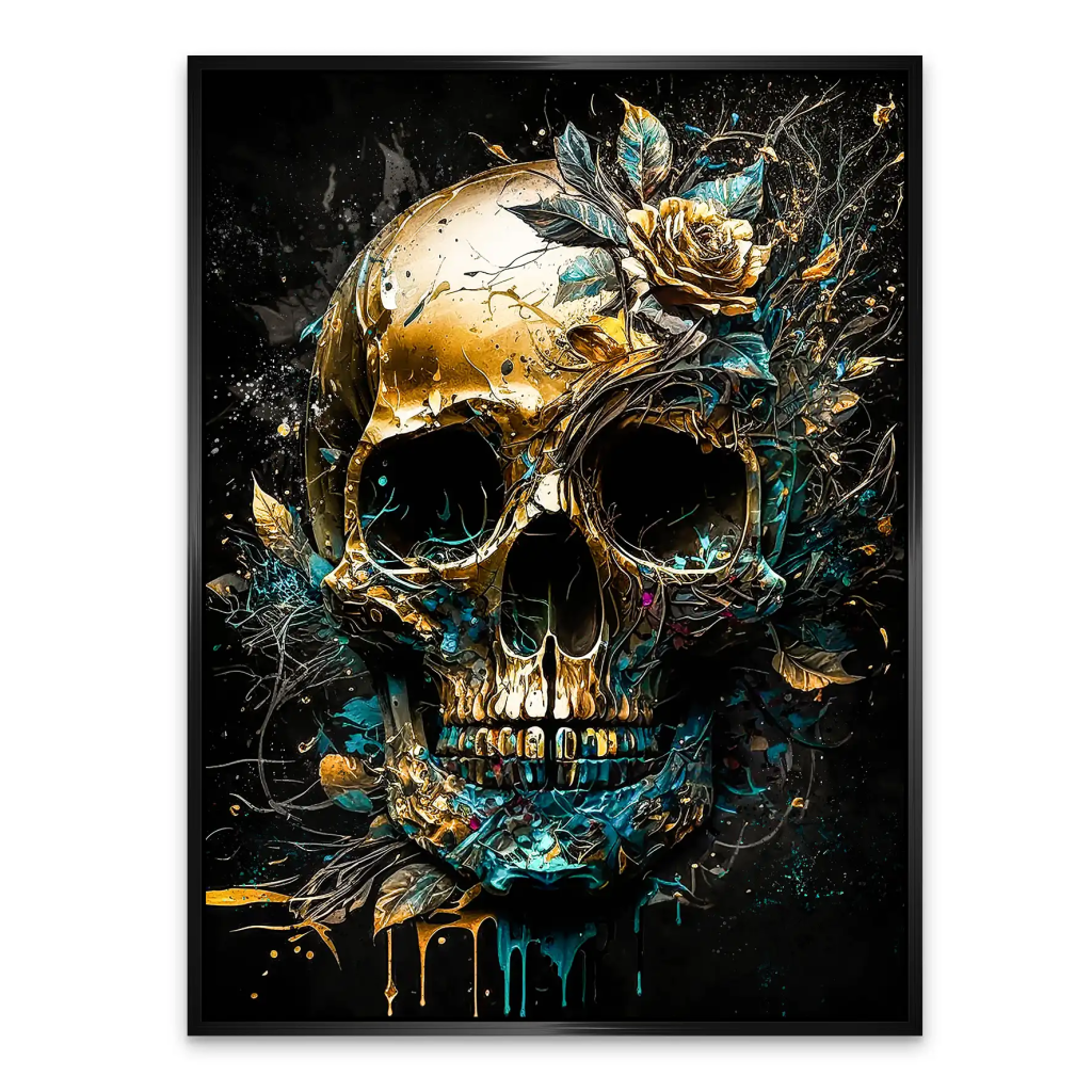 Totenkopf Gold Style Alu Dibond Bild INGALERIE