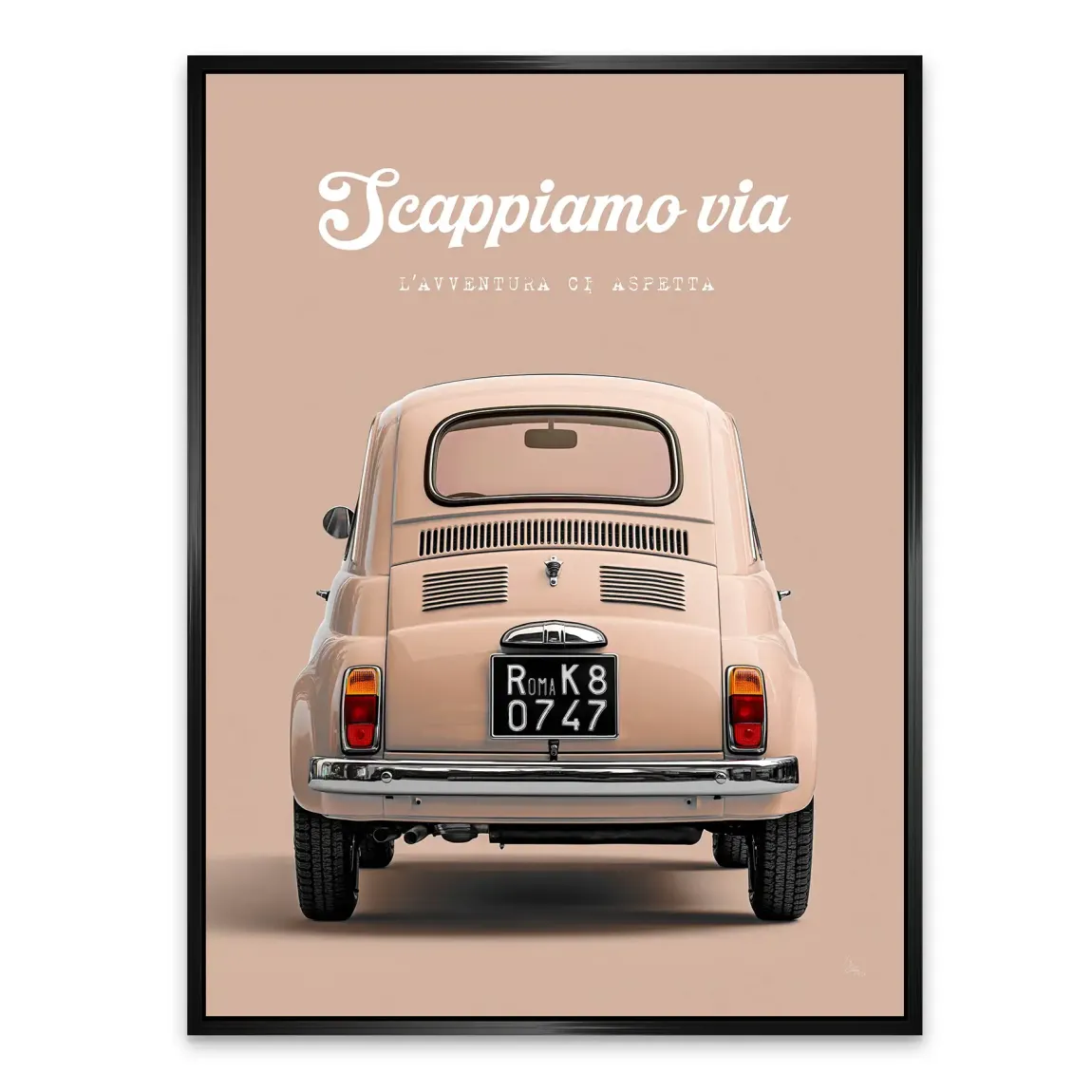 Fiat 500 Crema Alu Dibond Wandbild