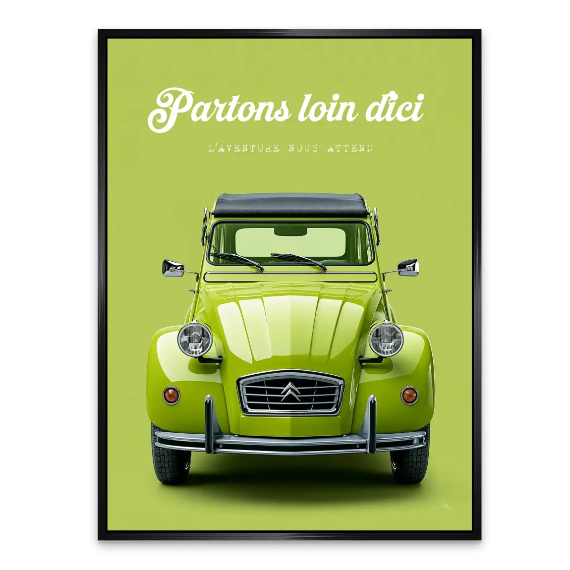 Green Citroen 2CV Alu Dibond Wandbild