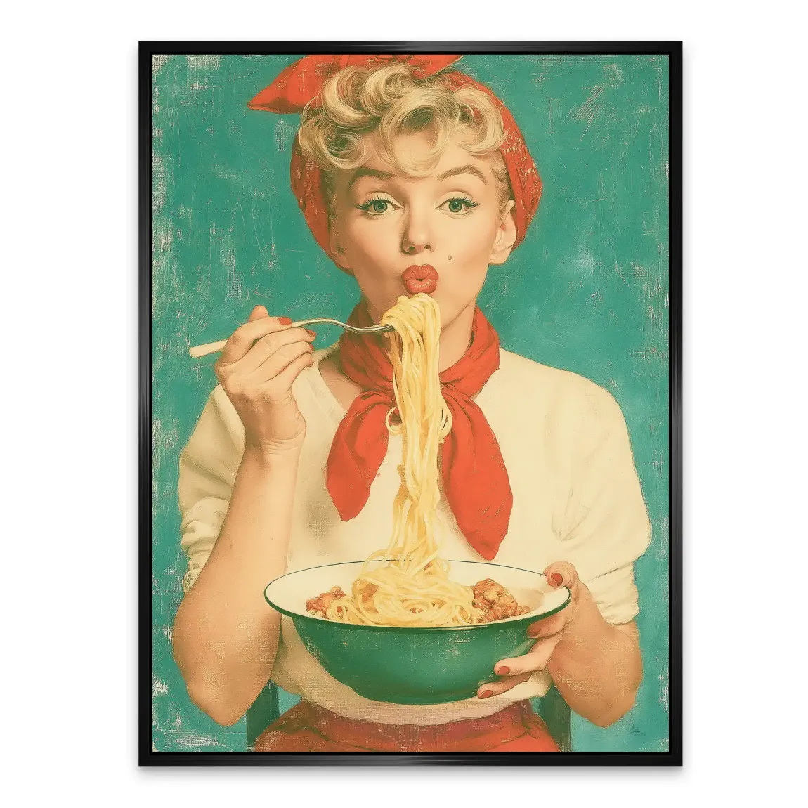 Marilyn Monroe Spaghetti Alu Dibond Wandbild