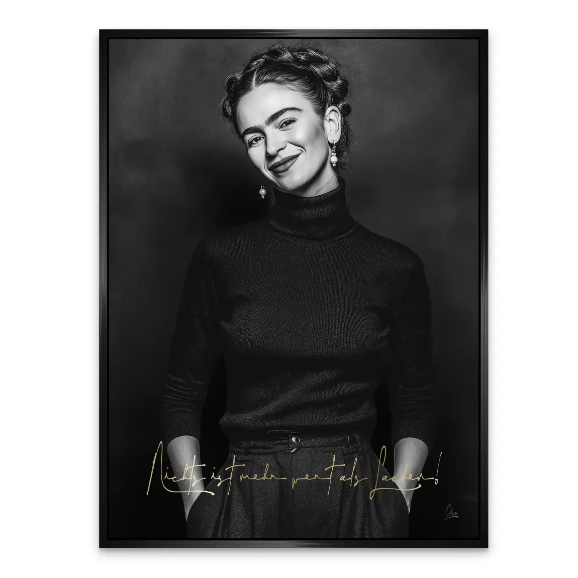 Frida Kahlo stilles Lächeln Alu Dibond Bild