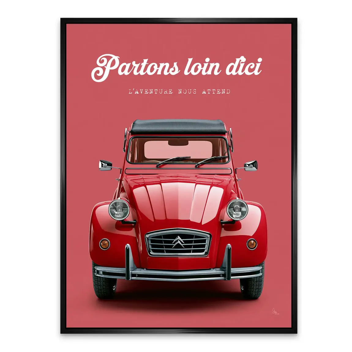 Citroen 2CV Rouge Alu Dibond Wandbild