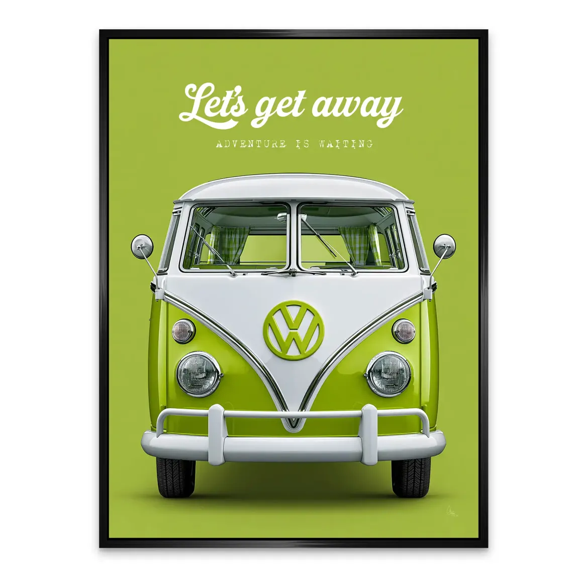 Green VW Bulli Alu Dibond Wandbild
