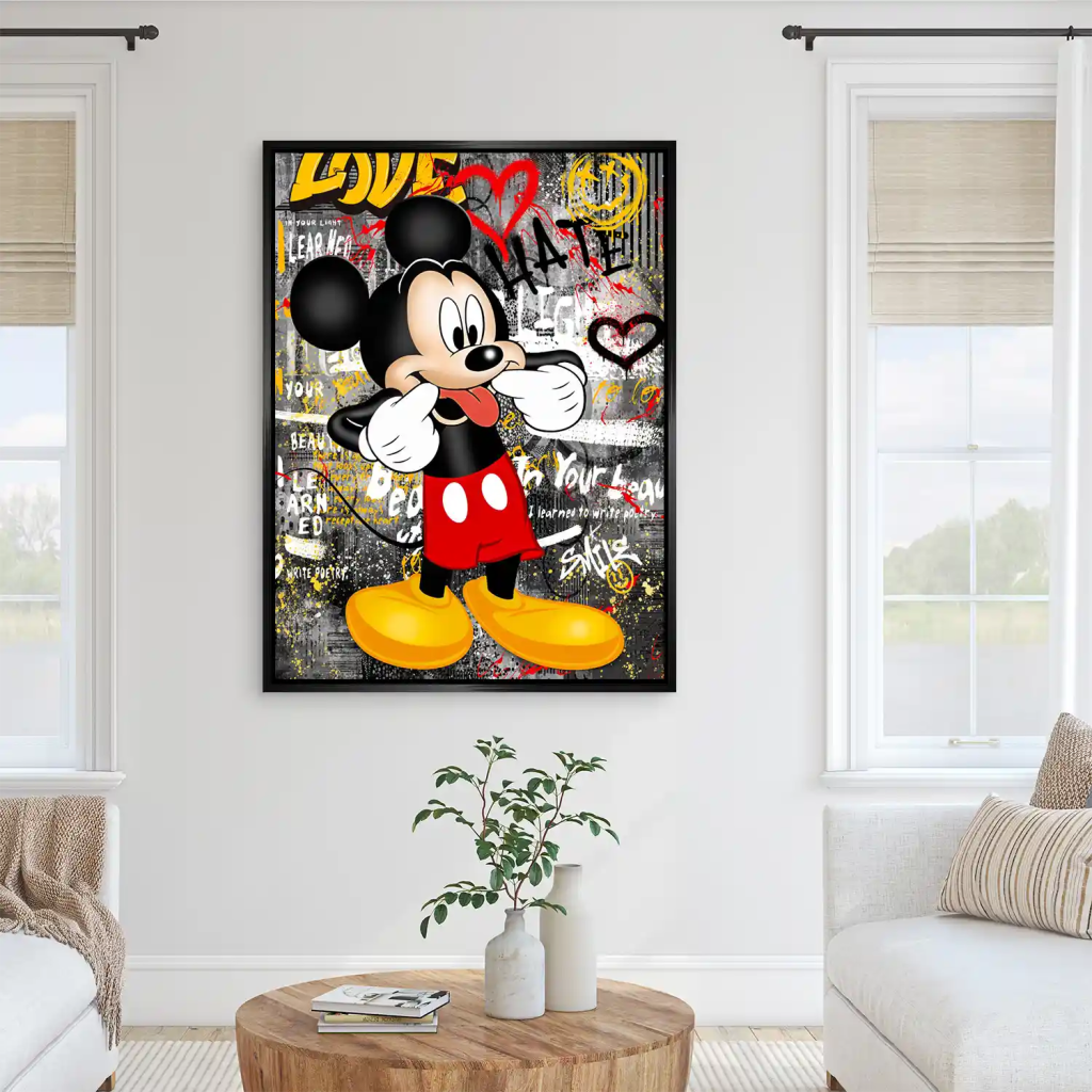 Micky Love and Hate Pop Art AluDibond Bild INGALERIE