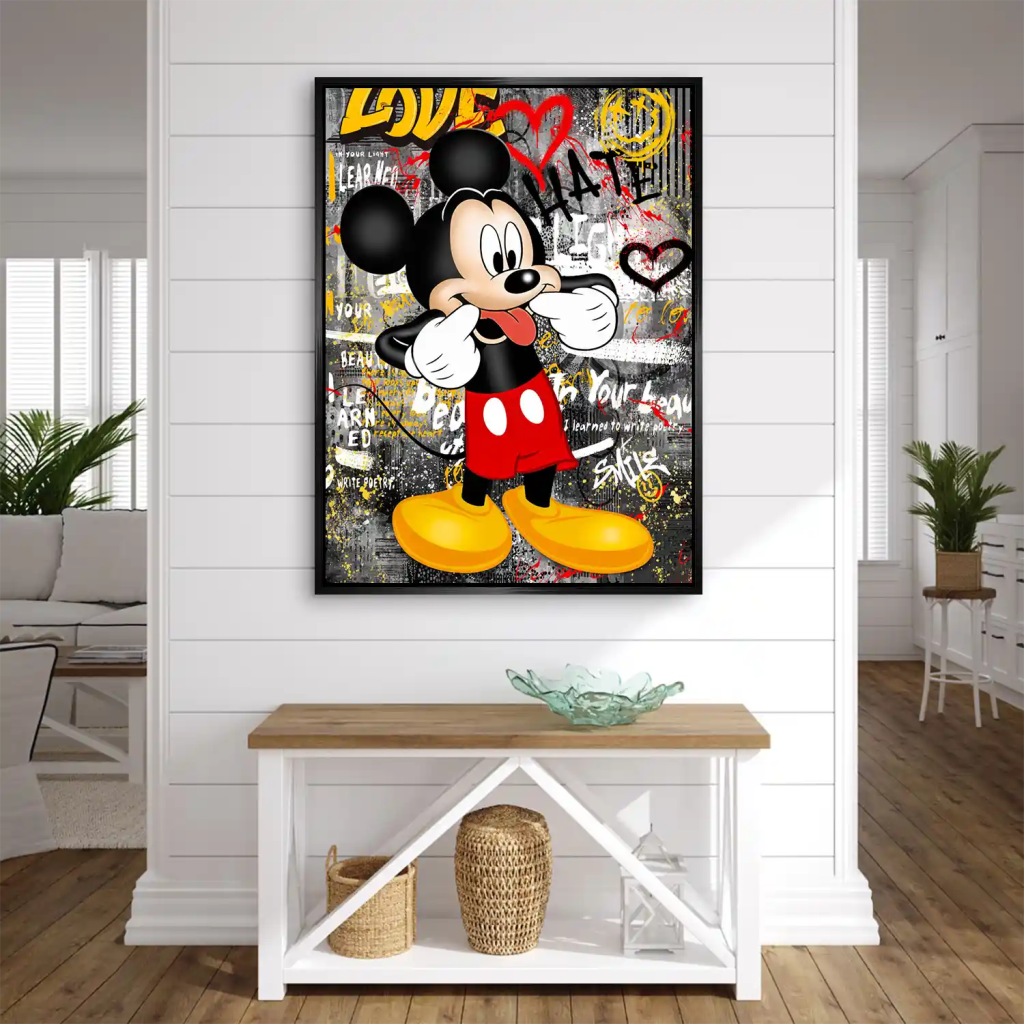 Micky Love and Hate Pop Art AluDibond Bild INGALERIE