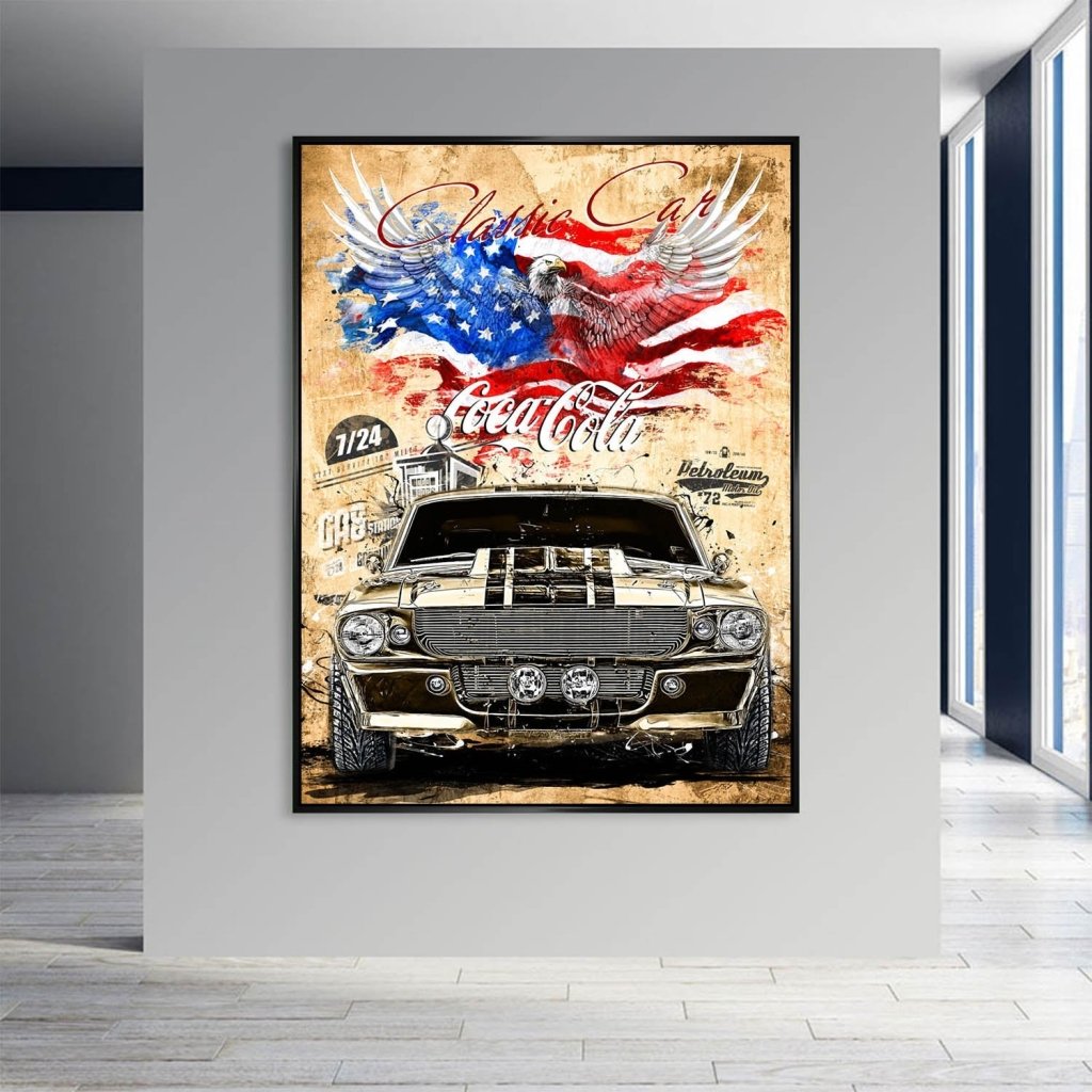 Ford Mustang Pop Art Retro Style AluDibond Bild INGALERIE