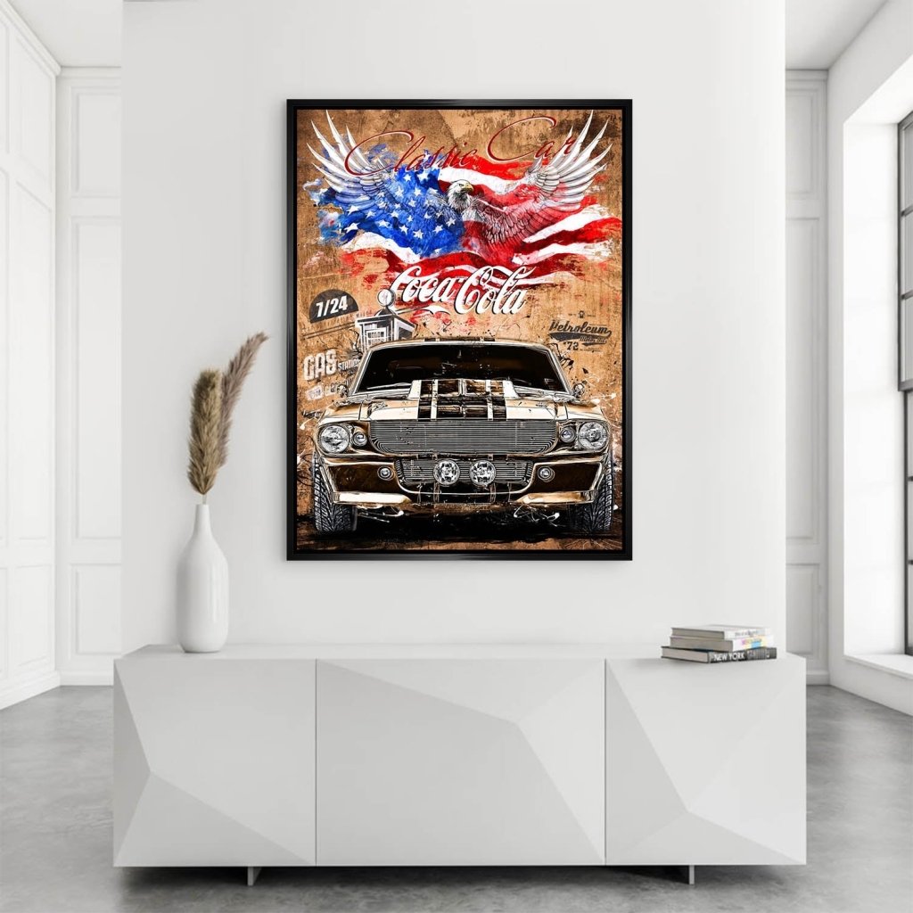 Ford Mustang Pop Art Vintage Style AluDibond Bild INGALERIE