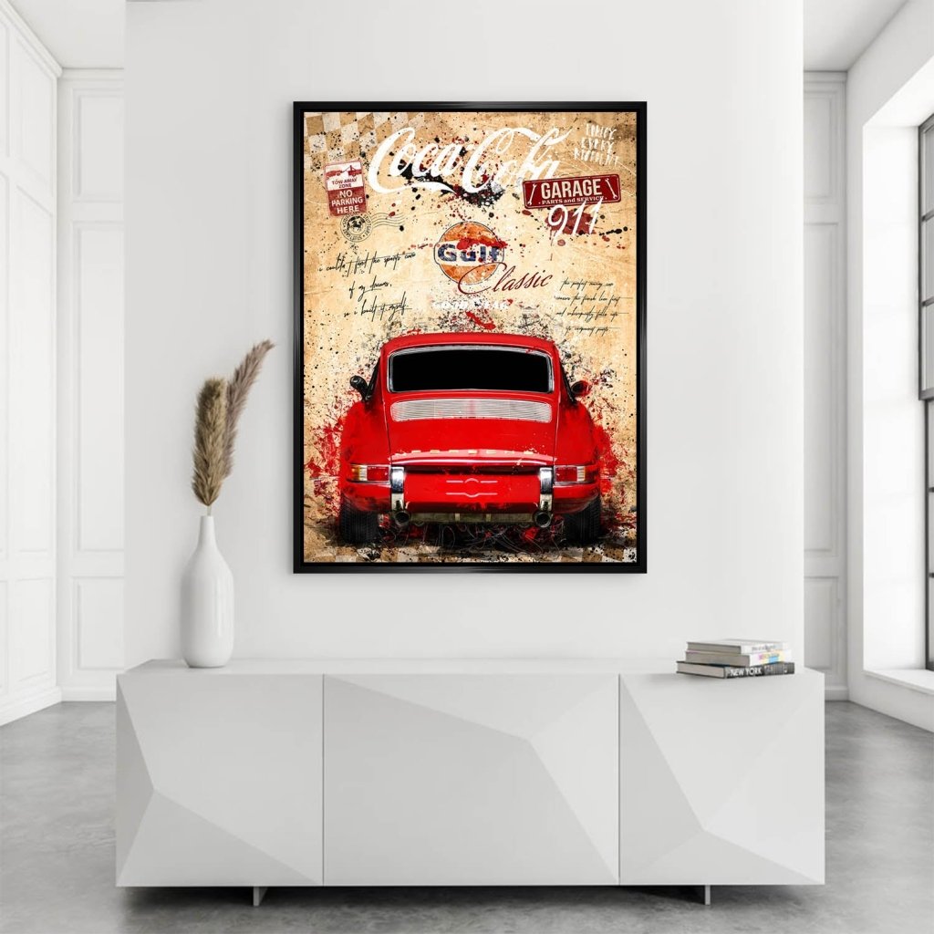 Porsche 911 Vintage Style AluDibond Bild INGALERIE