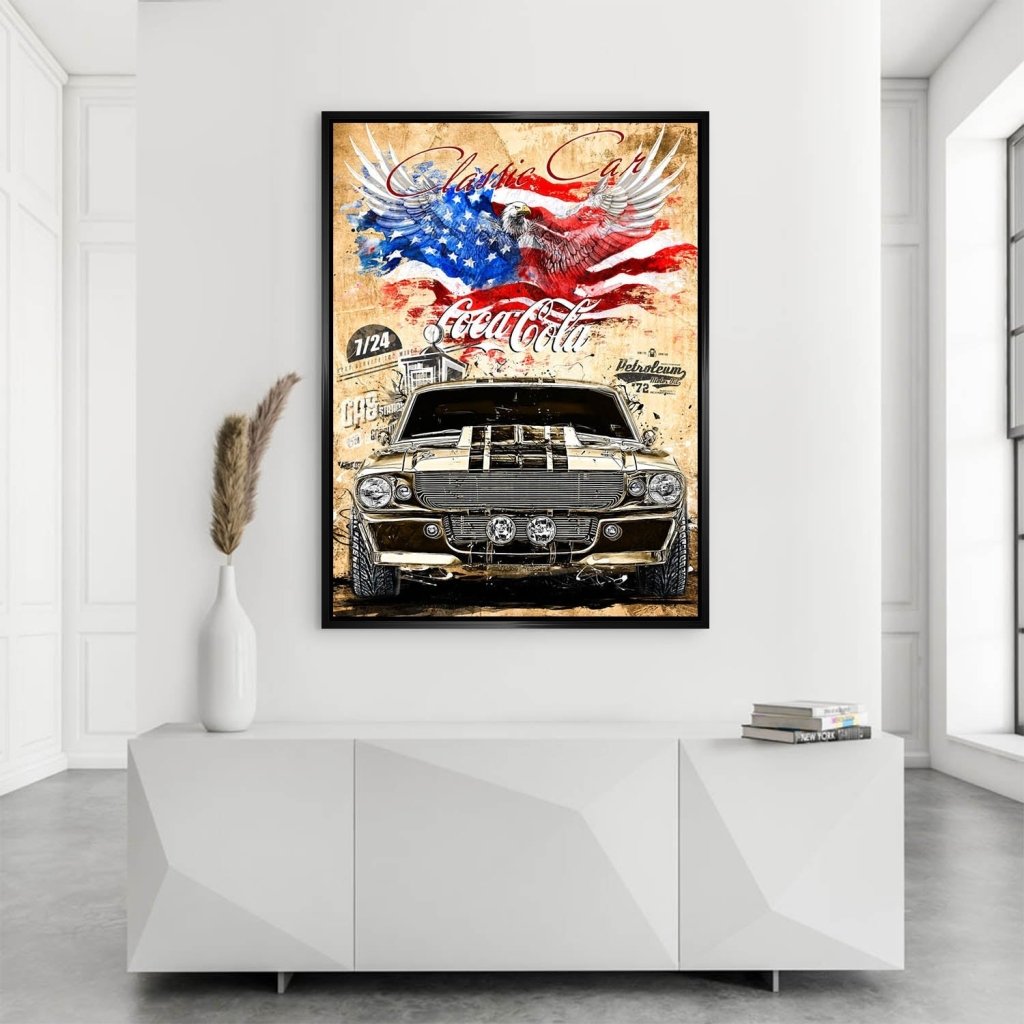 Ford Mustang Pop Art Retro Style AluDibond Bild INGALERIE