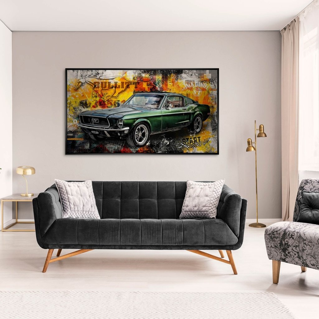 Ford Mustang Bullitt Pop Art Alu Gebürstet INGALERIE